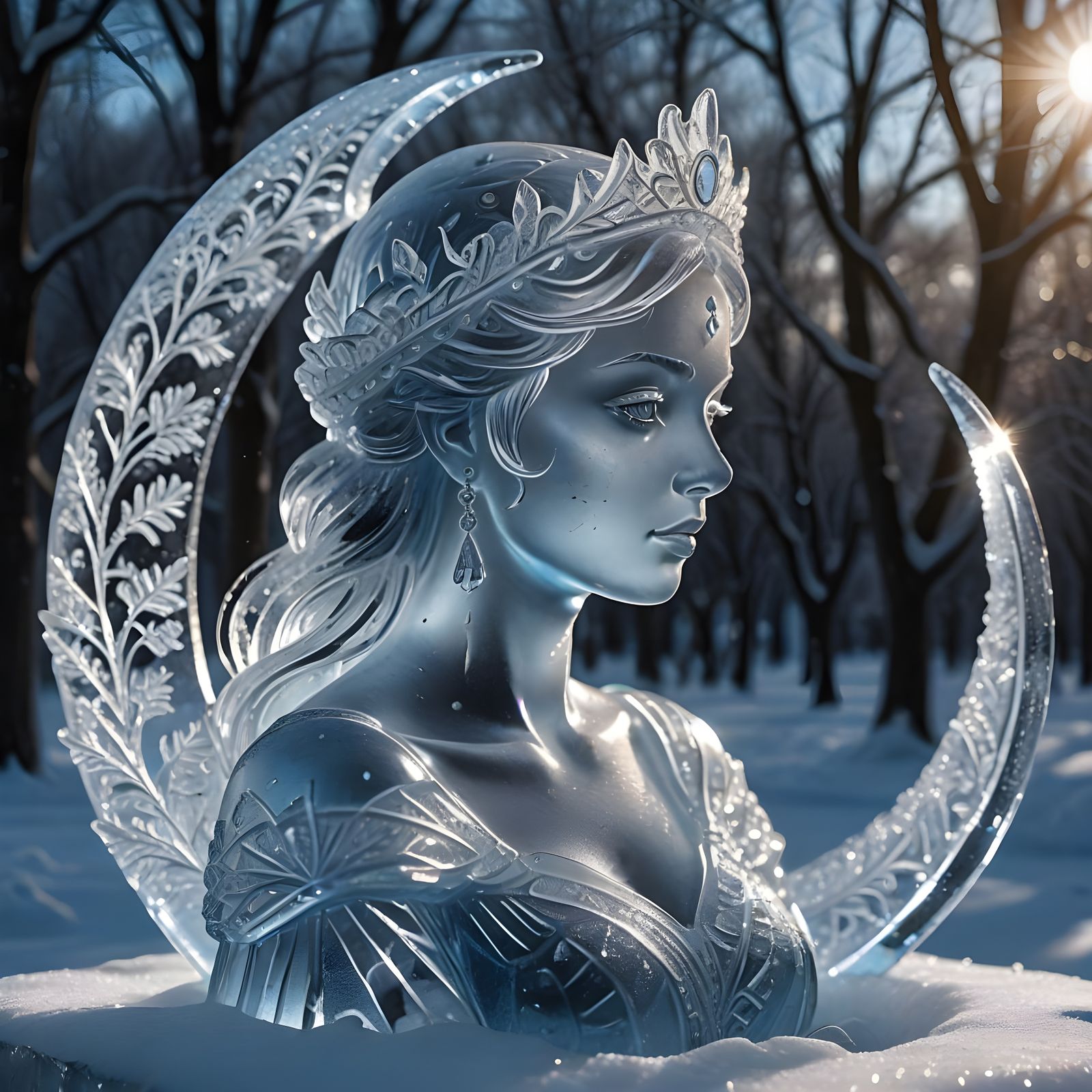Delicate Ice Princess on Crescent Moon ❄️