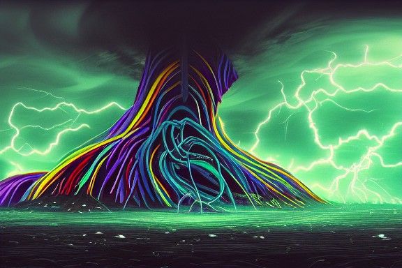 Colorful Cosmic Spirits in Hyperrealistic Landscape