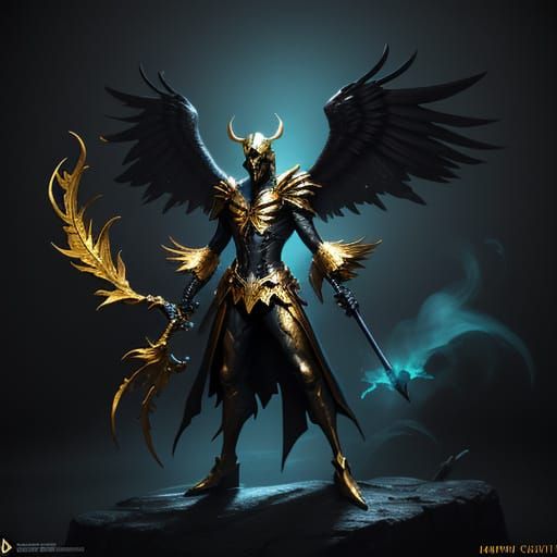 Surreal Angel of Death in Vibrant, Hyperrealistic Style