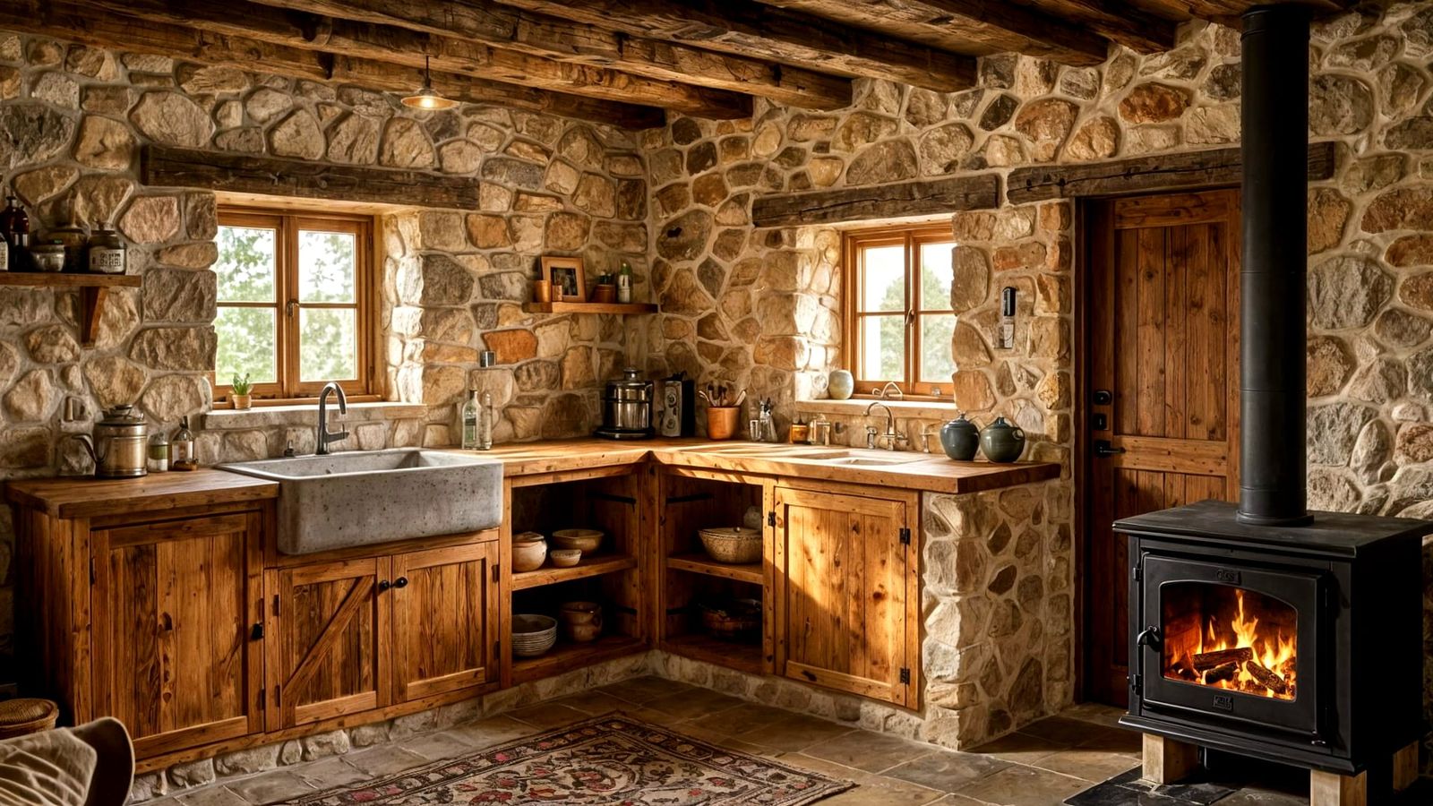 Cozy Mediterranean Kitchen with Warm Earthy Tones