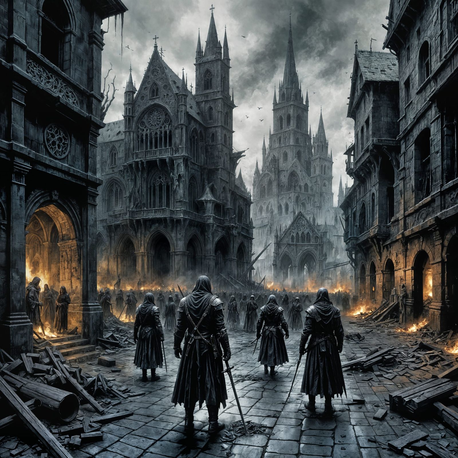Dark Fantasy: Devastated City in Ash
