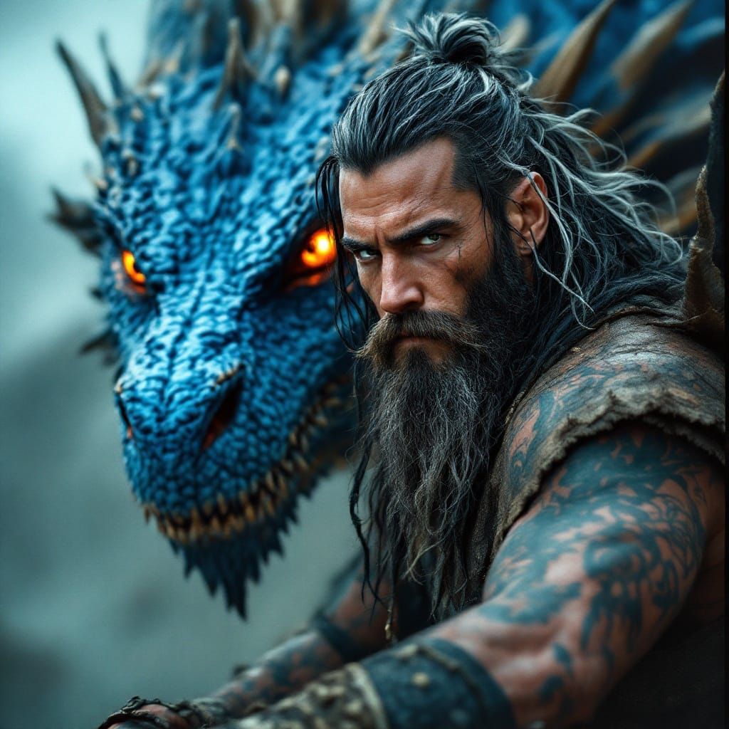 Epic Dragon Rider in a Cinematic Film Still