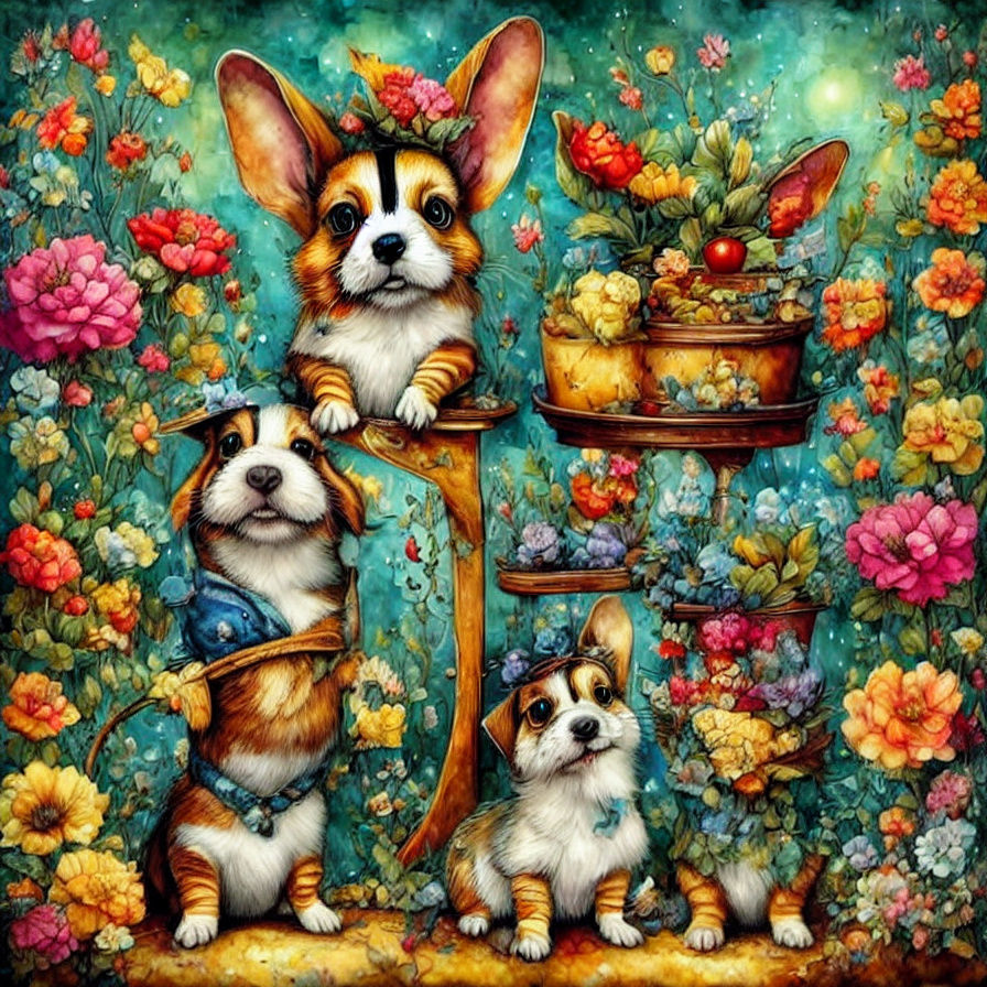 Cartoon Basset Hounds Cooking Pancakes in Jansson Style