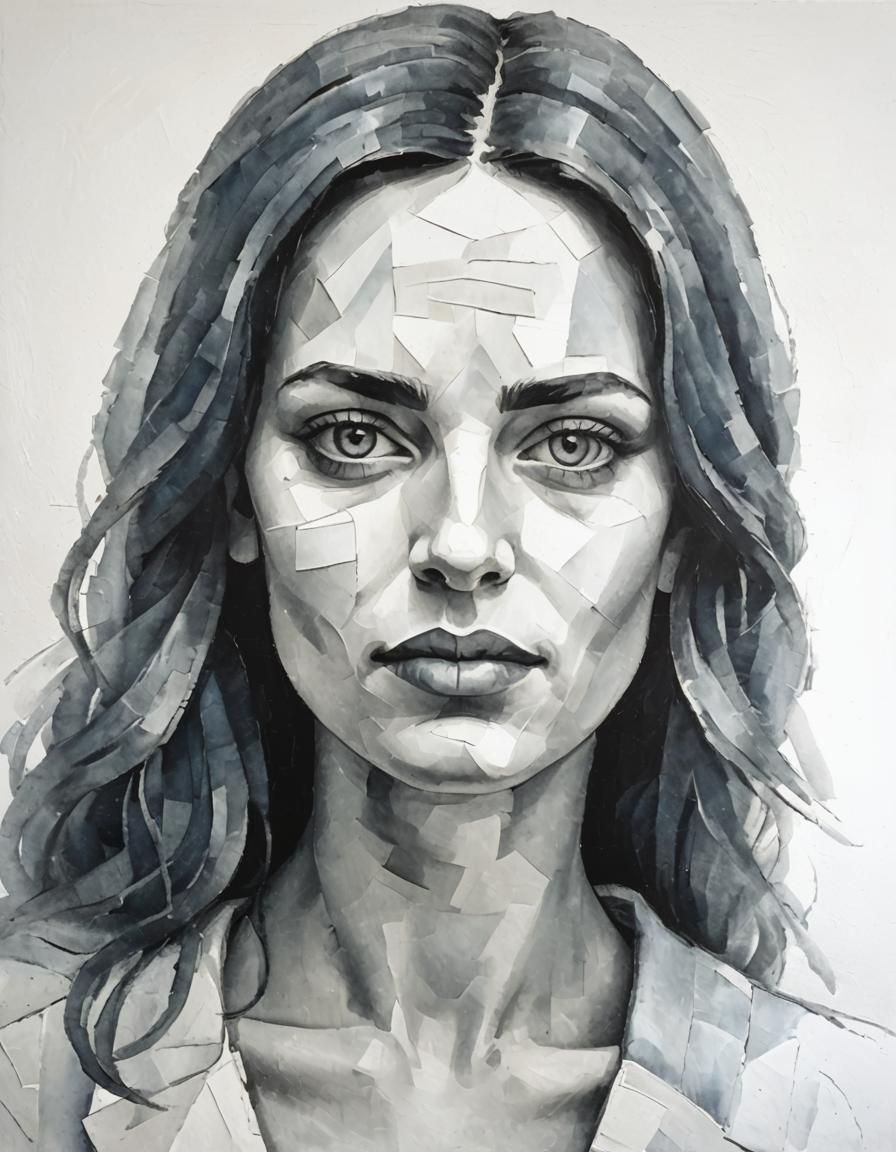 Young Woman Portrait in Picasso Blue Period Style