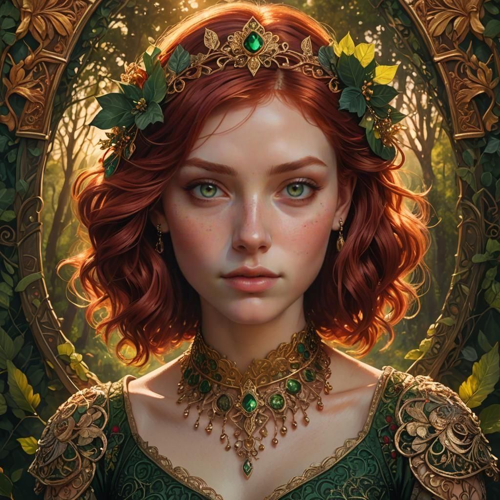 Hyperdetailed Portrait of a Girl with Red Hair