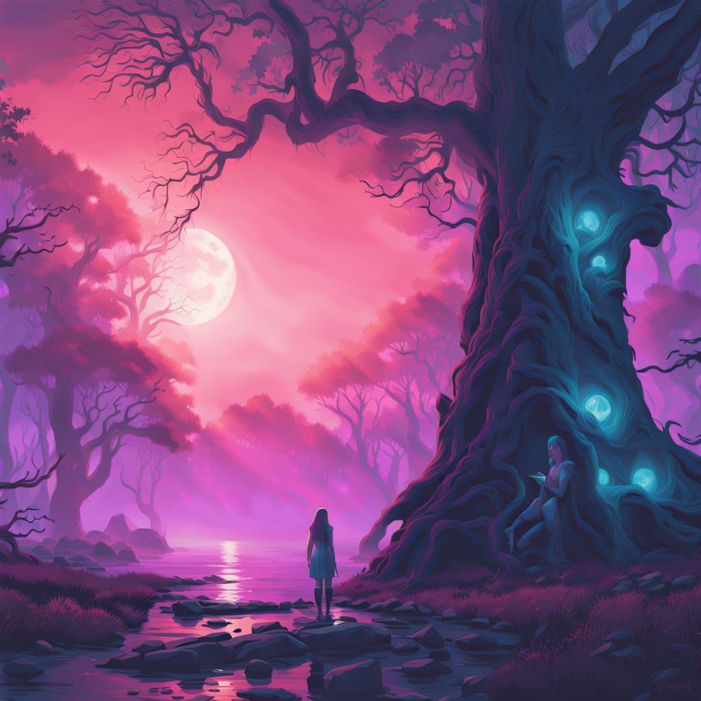 Mysterious Sorceress in Vibrant Digital Painting Style