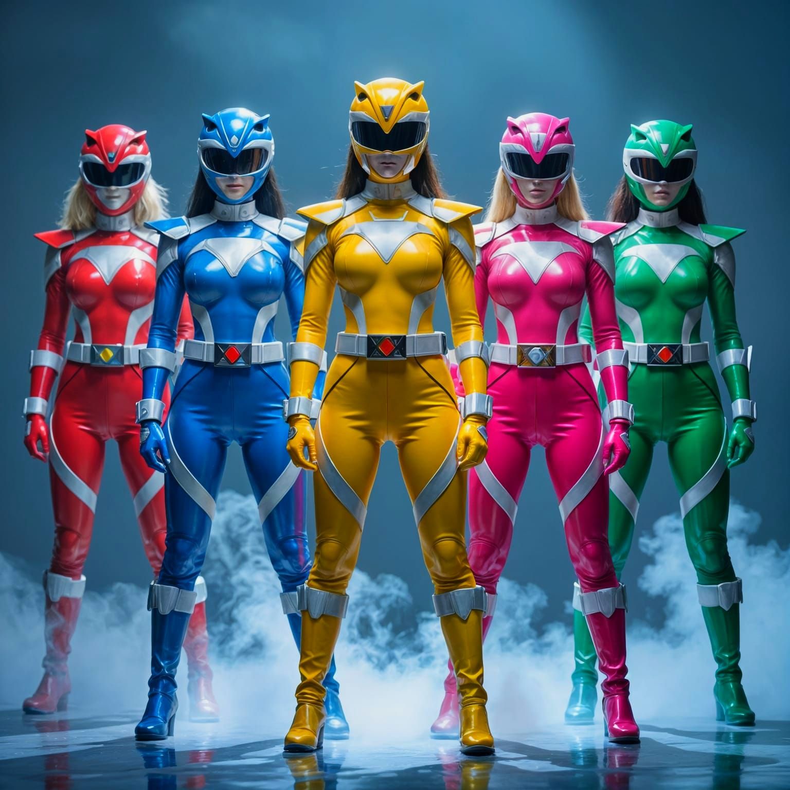 Futuristic Power Rangers: Heroic Cyberpunk Warriors