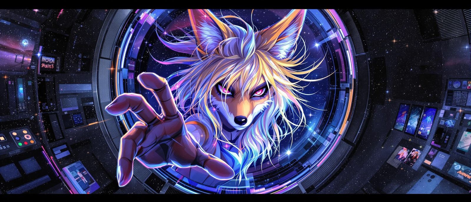 Cosmic Fox Goddess in Anime Digital Art