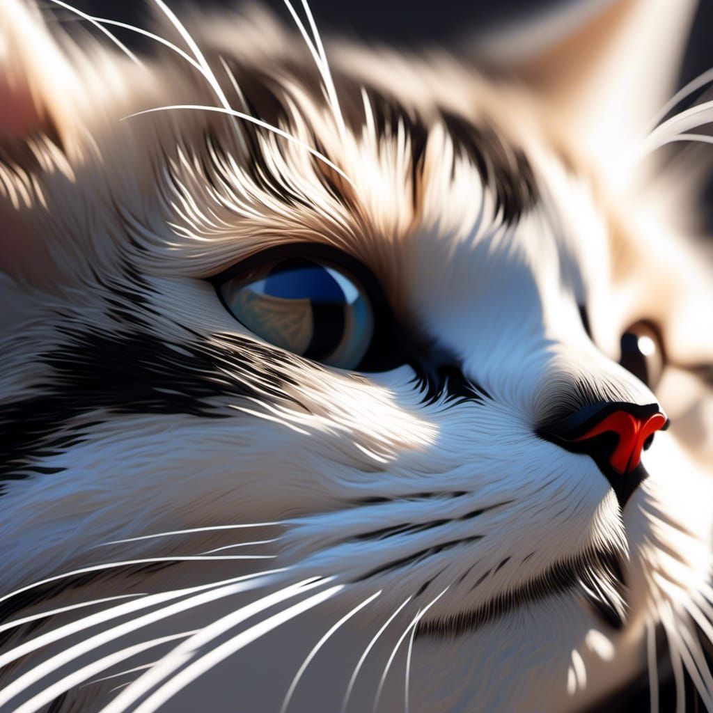 Sleeping Birman Siamese Cat in Sunny Garden