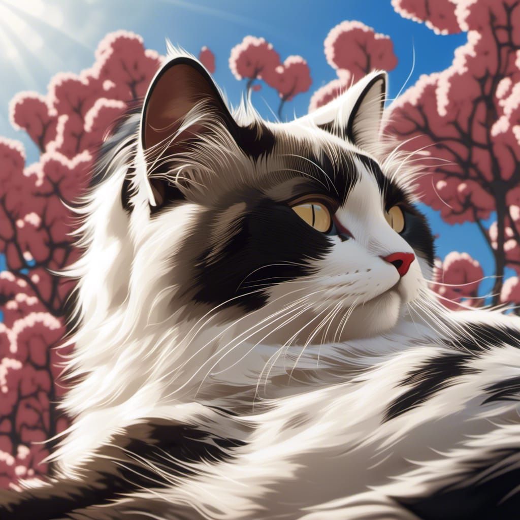 Beautiful Birman Siamese Cat Basks in Sunny Garden