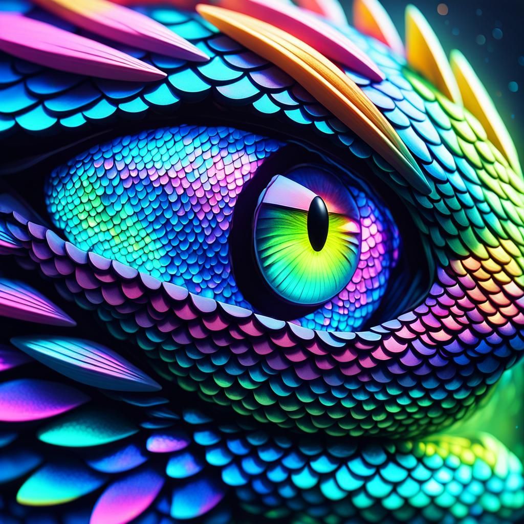 Iridescent Alien Creature Concept Art in Anime Style