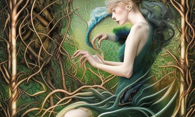 Dragon-Human Hybrid in Mycelium Network