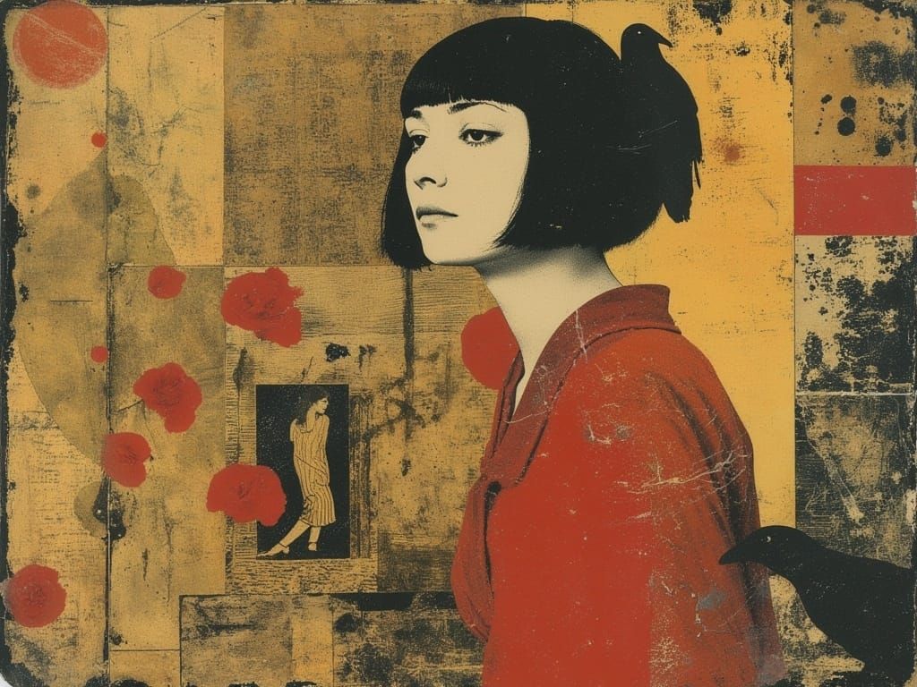 Golden Geisha Portrait in Vienna Secession Style