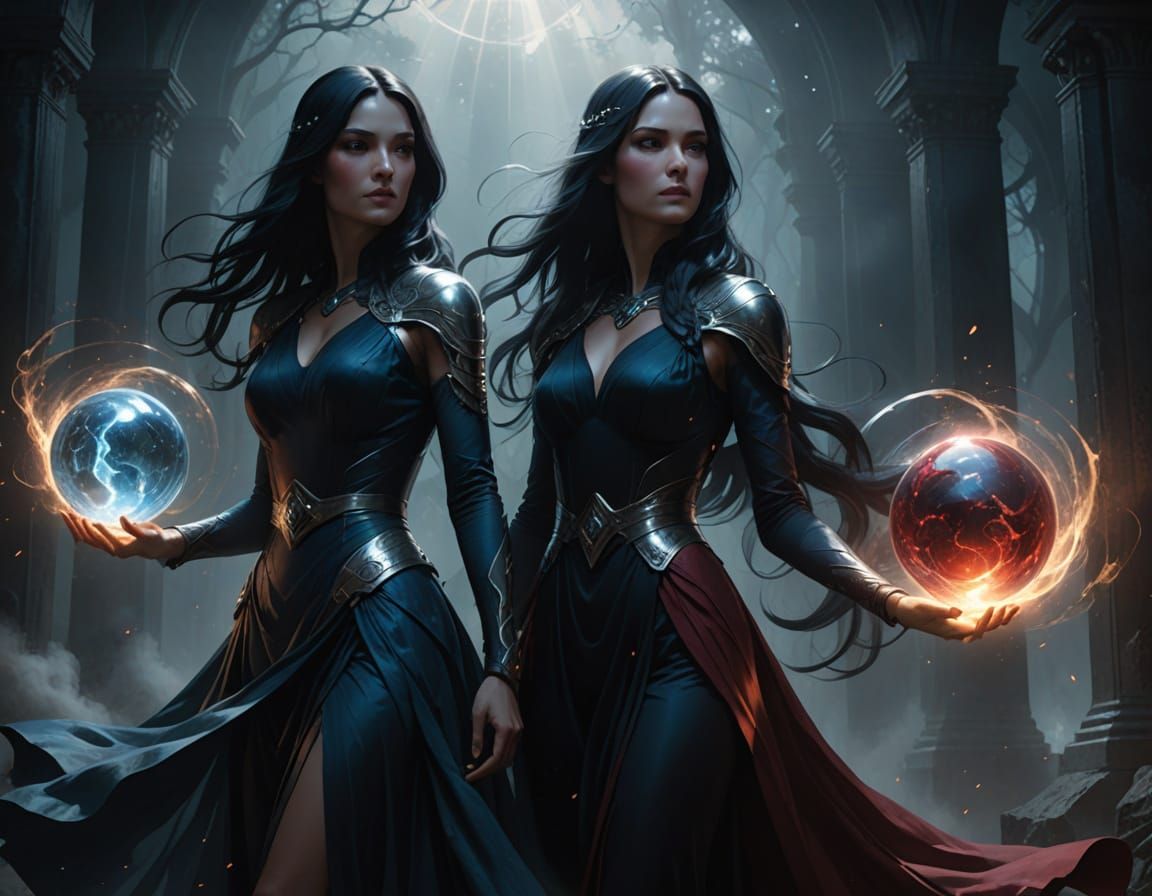 Sisters of Light and Dark in Dramatic Contrast