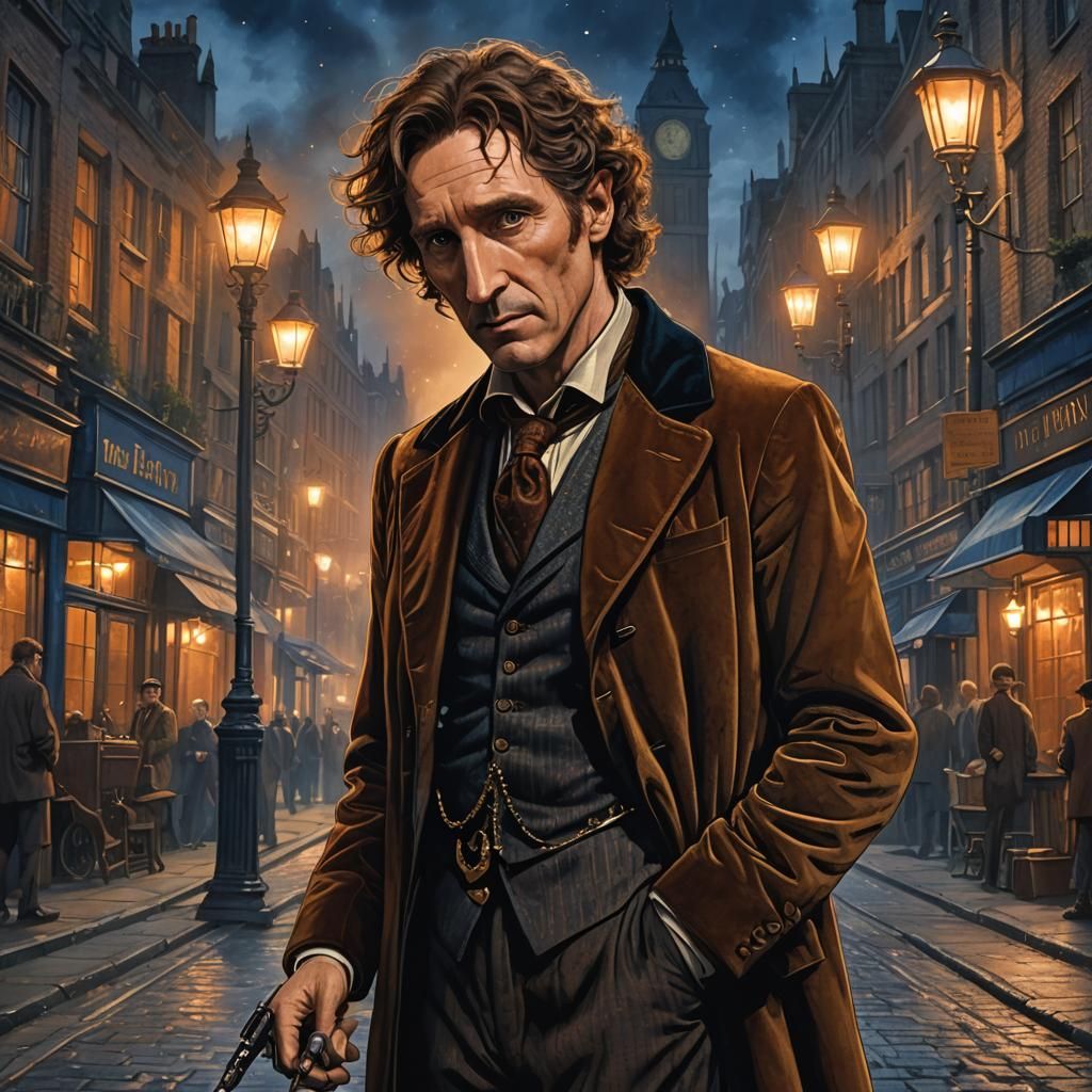 Eighth Doctor in Victorian Streets: Digital Painting