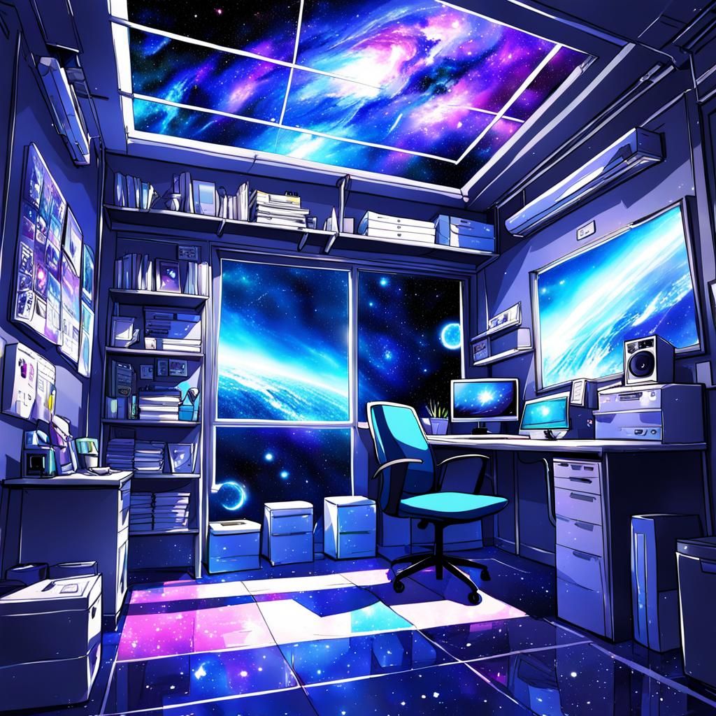 Teenage Room in Galaxy Anime Style