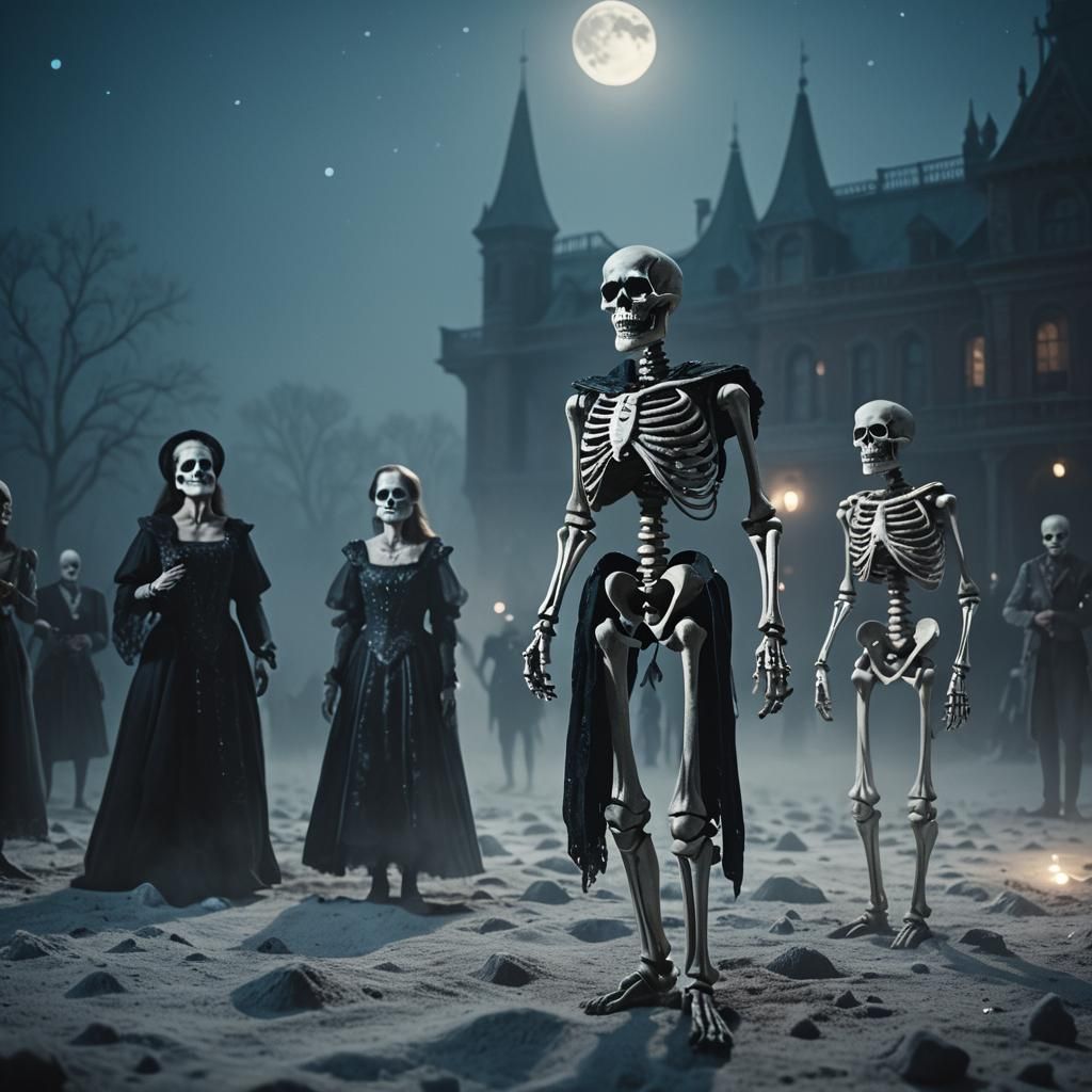 Skeleton Opera Singers on the Moon