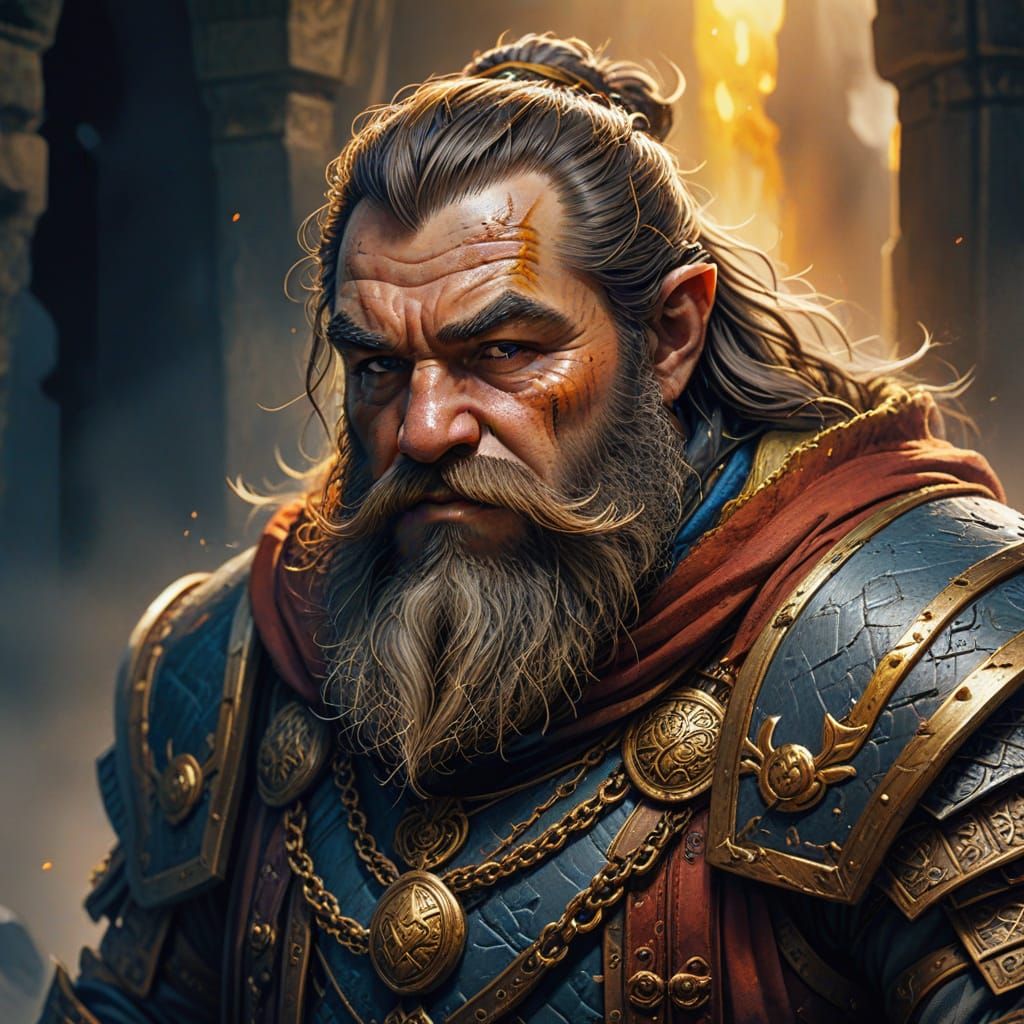 Gritty Watercolour of Fantasy Dwarven Noble