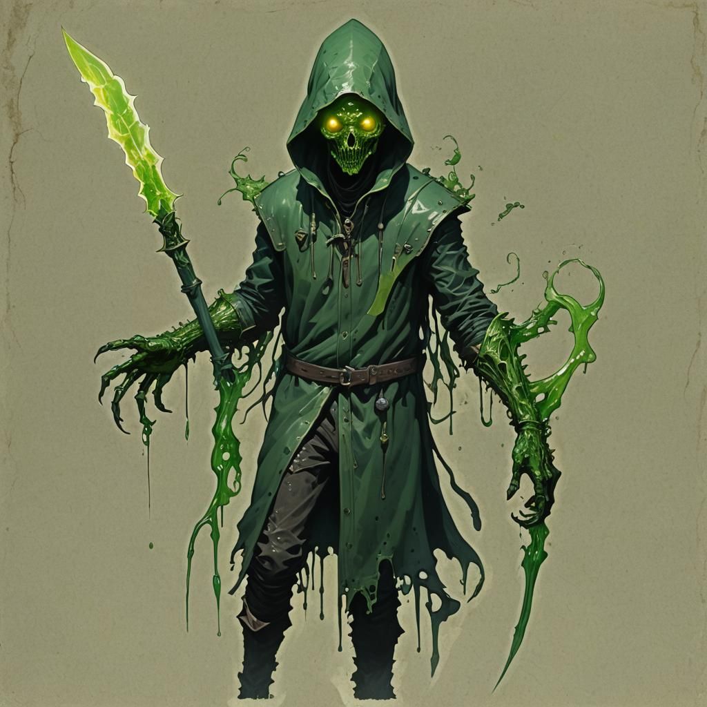 Ooze Creature in Cave Tavern, Fantasy Concept Art