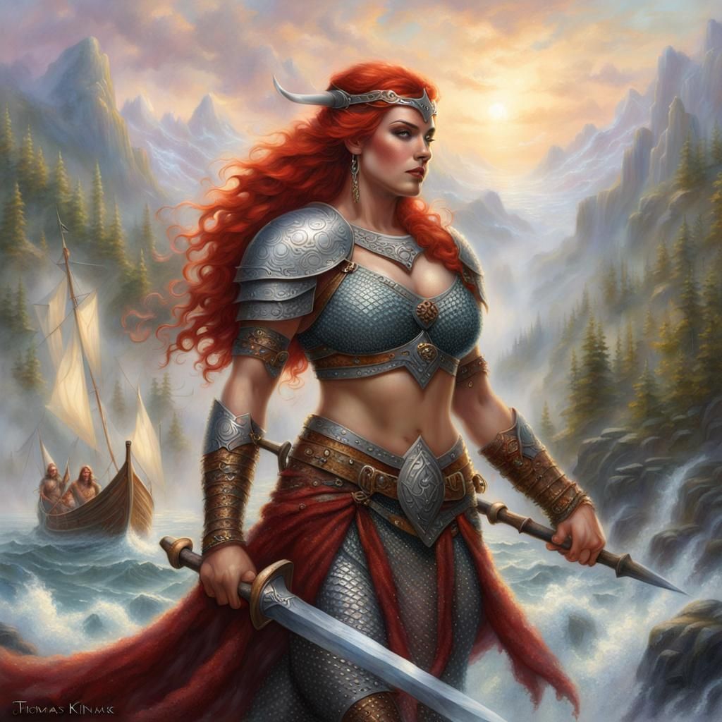 Viking Warrior Princess in Ethereal Fantasy Style