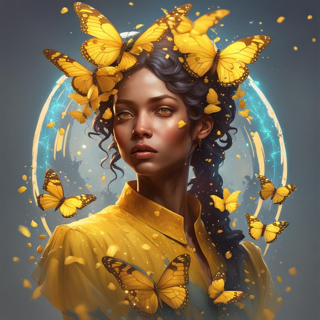 Butterfly Portrait in Dynamic Lighting, Digital Art