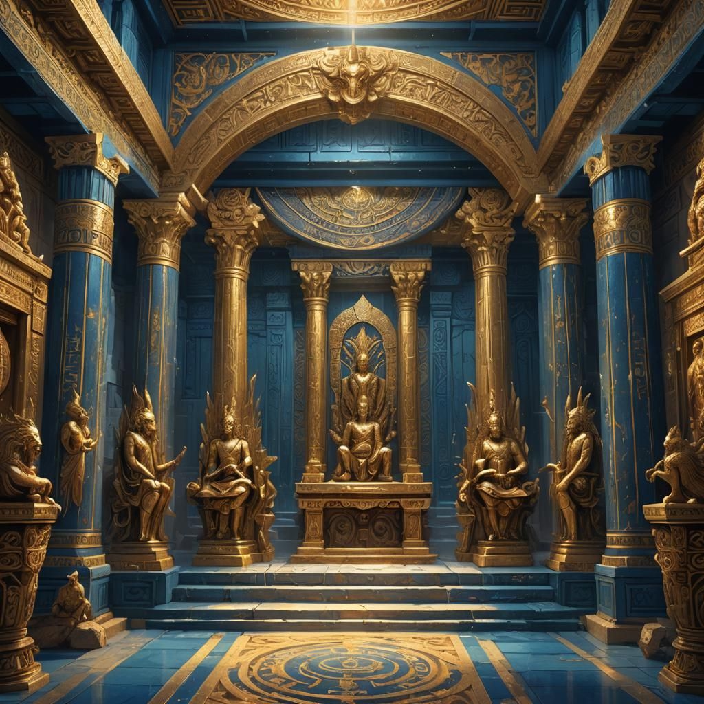 Greek Gods in Temple: Mythic Fantasy Art