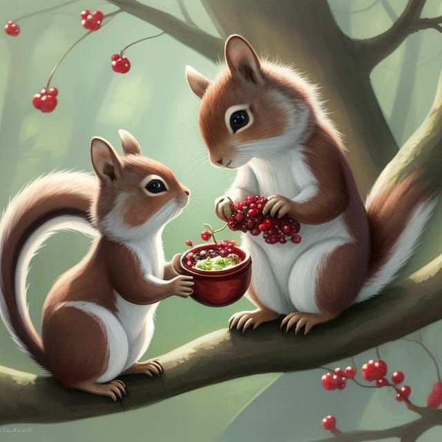 The little squirrel returns the stolen snack to its mother