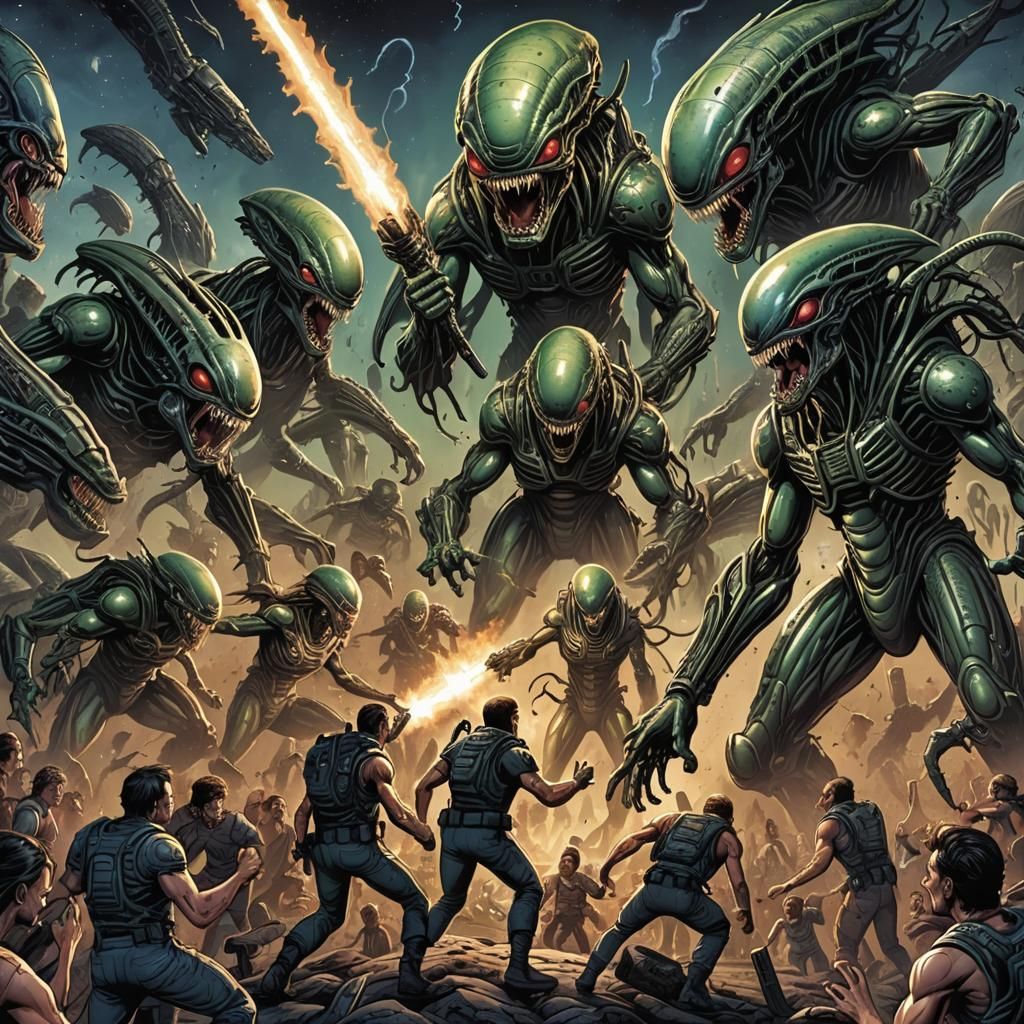 Aliens Attack! Comic Book Art by Mark Brooks