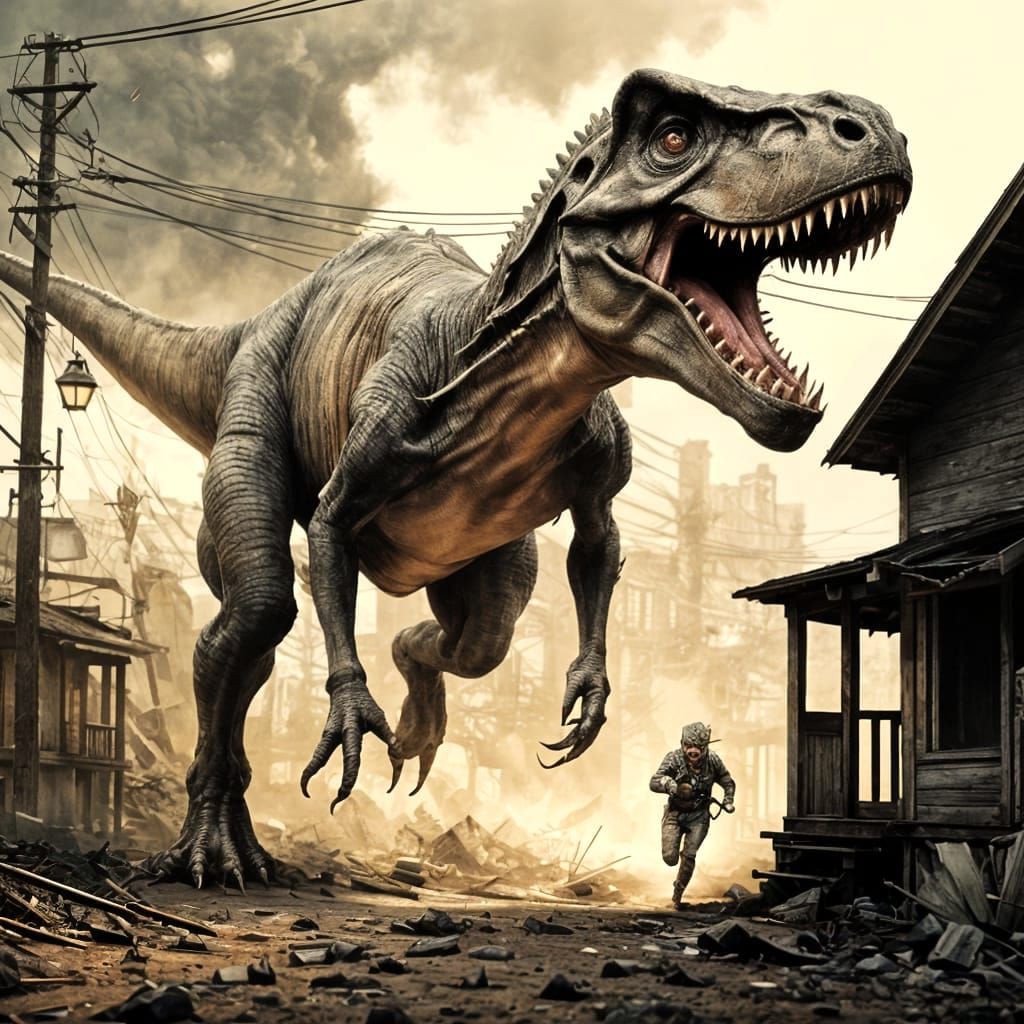 Dinosaur Makes a Break for the Doghouse