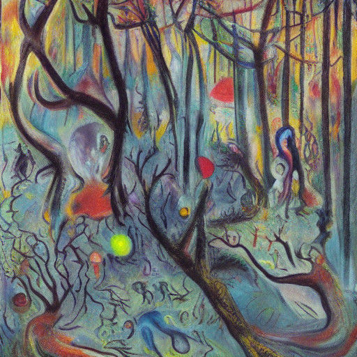 Vampire in a Vibrant, Dreamlike Forest