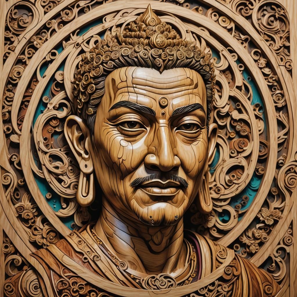 Tibetan Buddhist Art Logo for Woodworking Artist