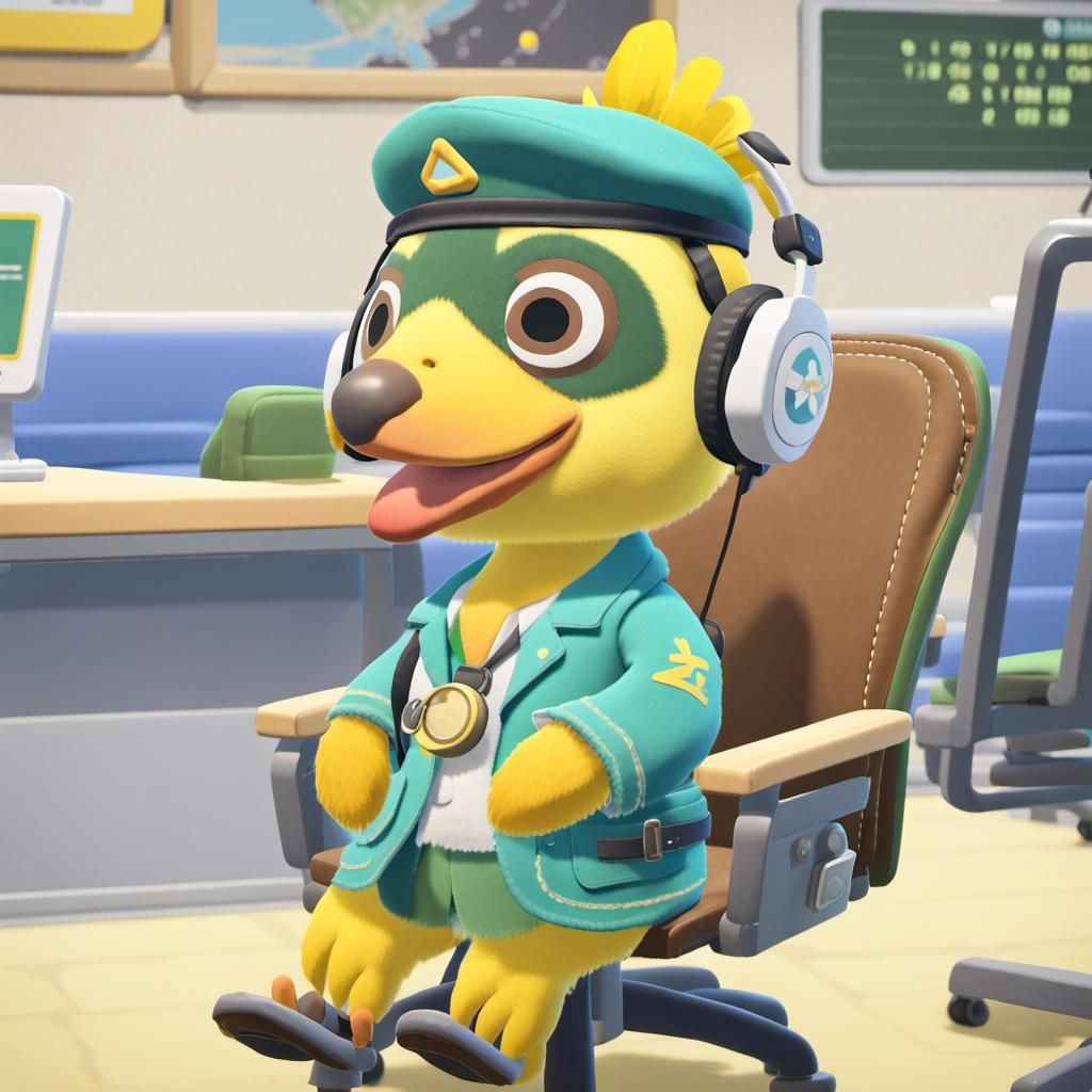 Orville the Dodo Pilot at Airport Desk