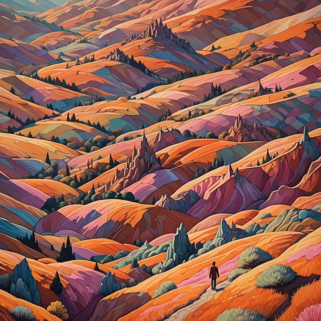 Surreal Landscape with Dreamlike Sky, as Oil Painting