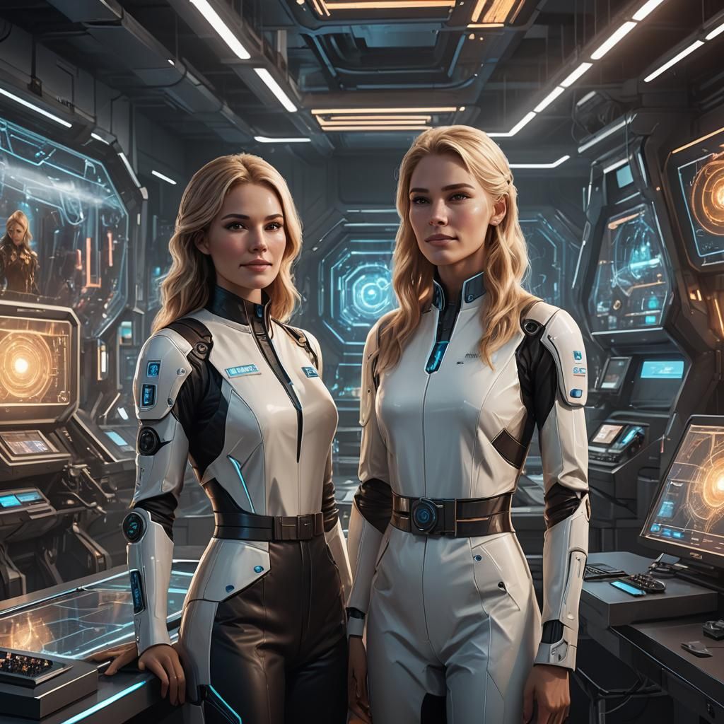 Futuristic Lab with Hologram Display, Digital Art