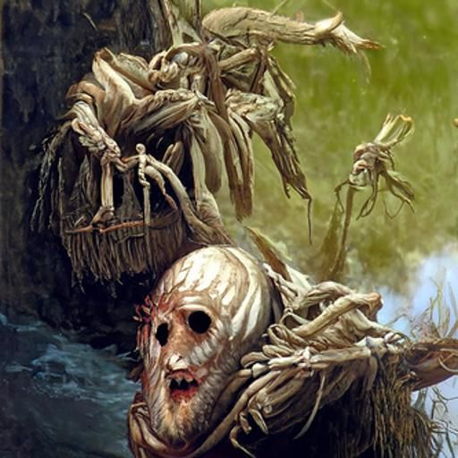 Horrific Demon Garbed in Faces of the Damned