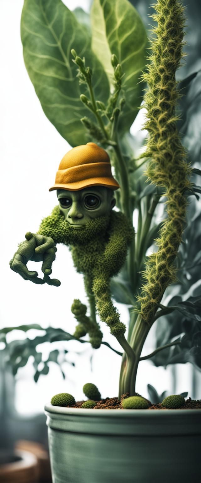 Little cute plant person intricate details, HDR, beautifully...