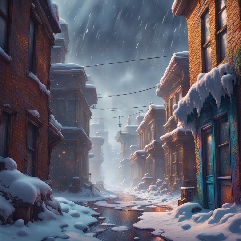 Detailed Snowy Weather Matte Painting