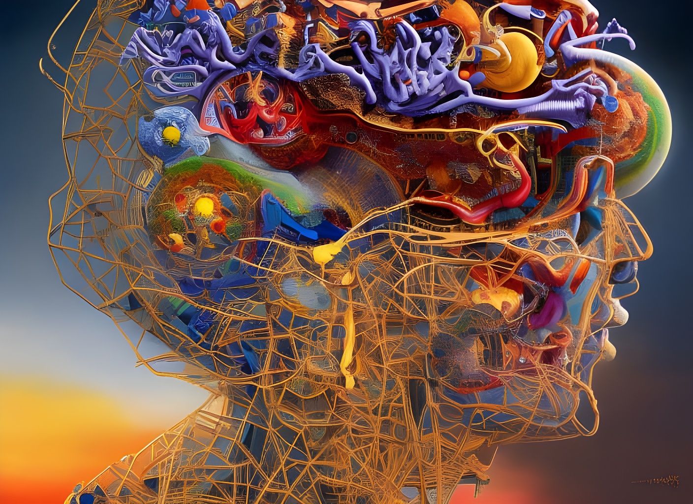 Deconstruction of Human Brain in Digital Art