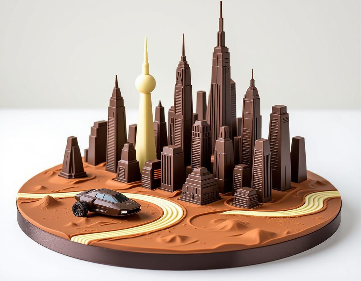 Chocolate Martian City: A Detailed Sculpture