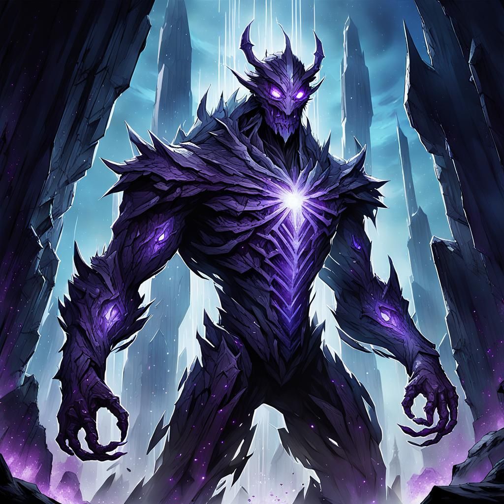 Towering Crystalline Entity in Dark Fantasy Concept Art