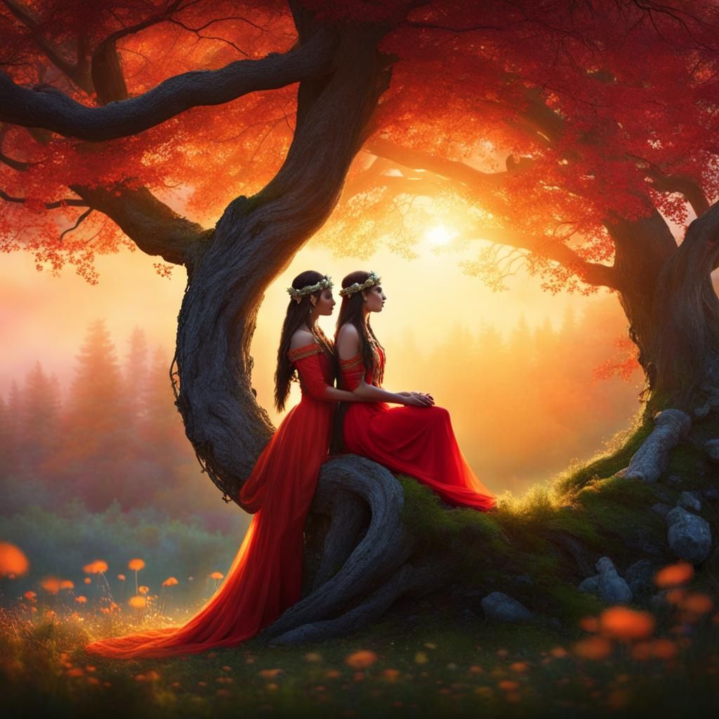 Enchanting Elven Embrace at Sunset