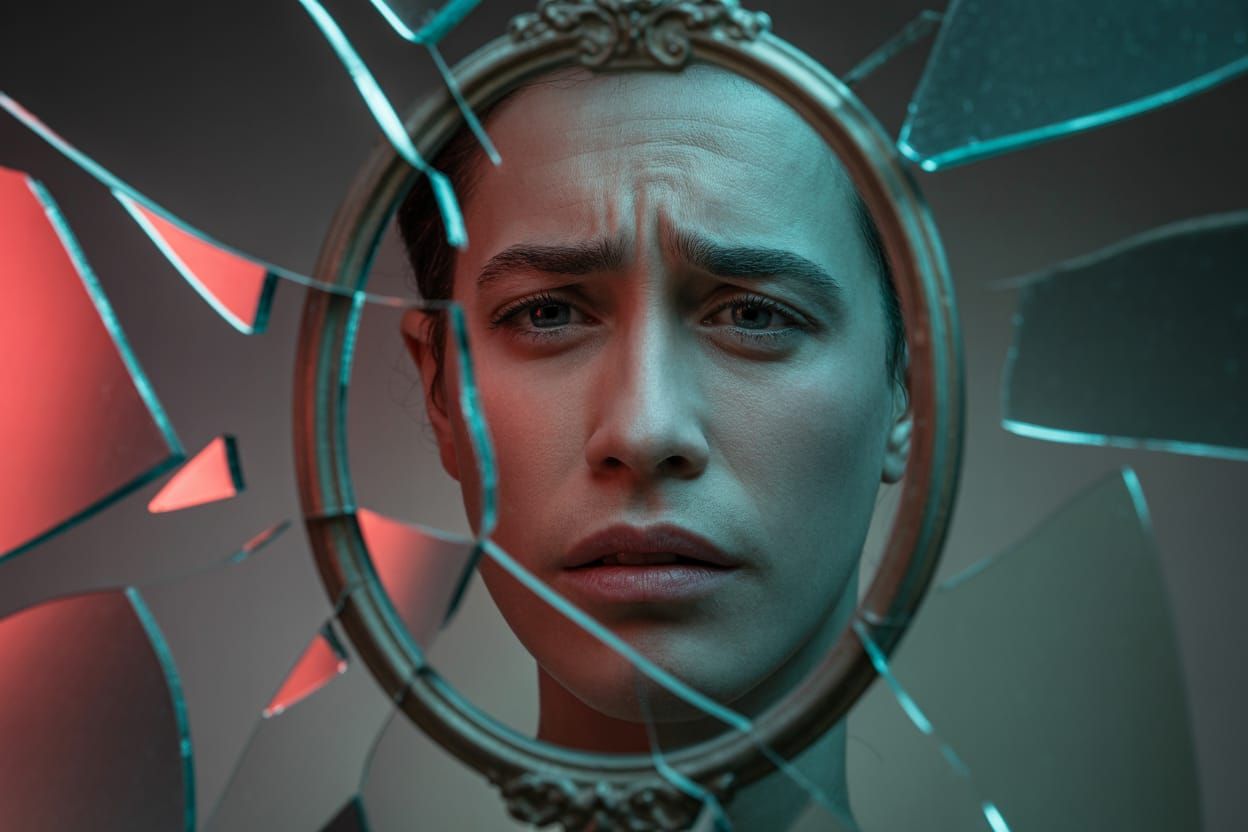 Fractured Mirror Reflects Dual Human Emotions