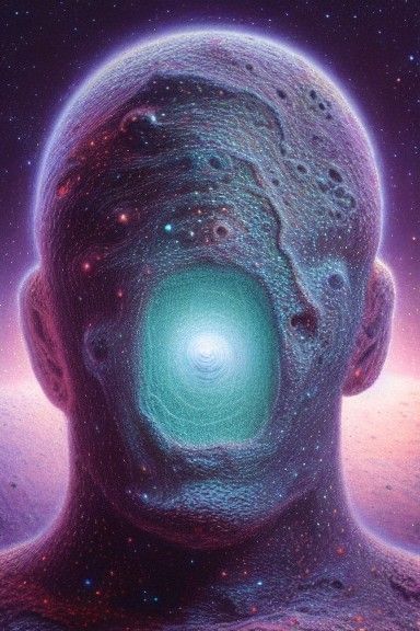 Cosmic Astral Ghost Portrait in Beksiński Style