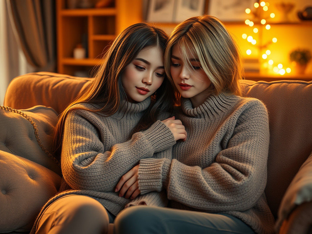 Intimate Portrait of Two Women in Cozy Setting