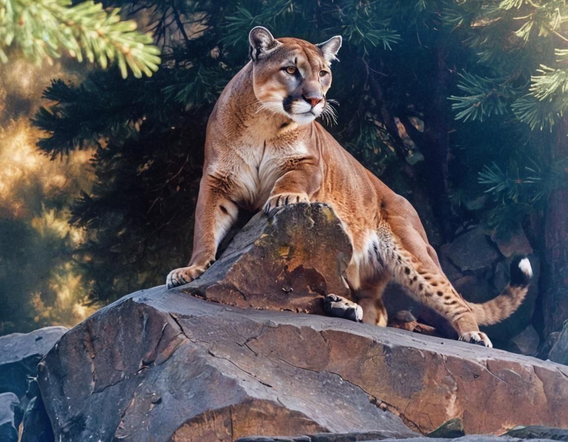 Mountain Lion Resembles a Guardian of the Forest in a Moment...
