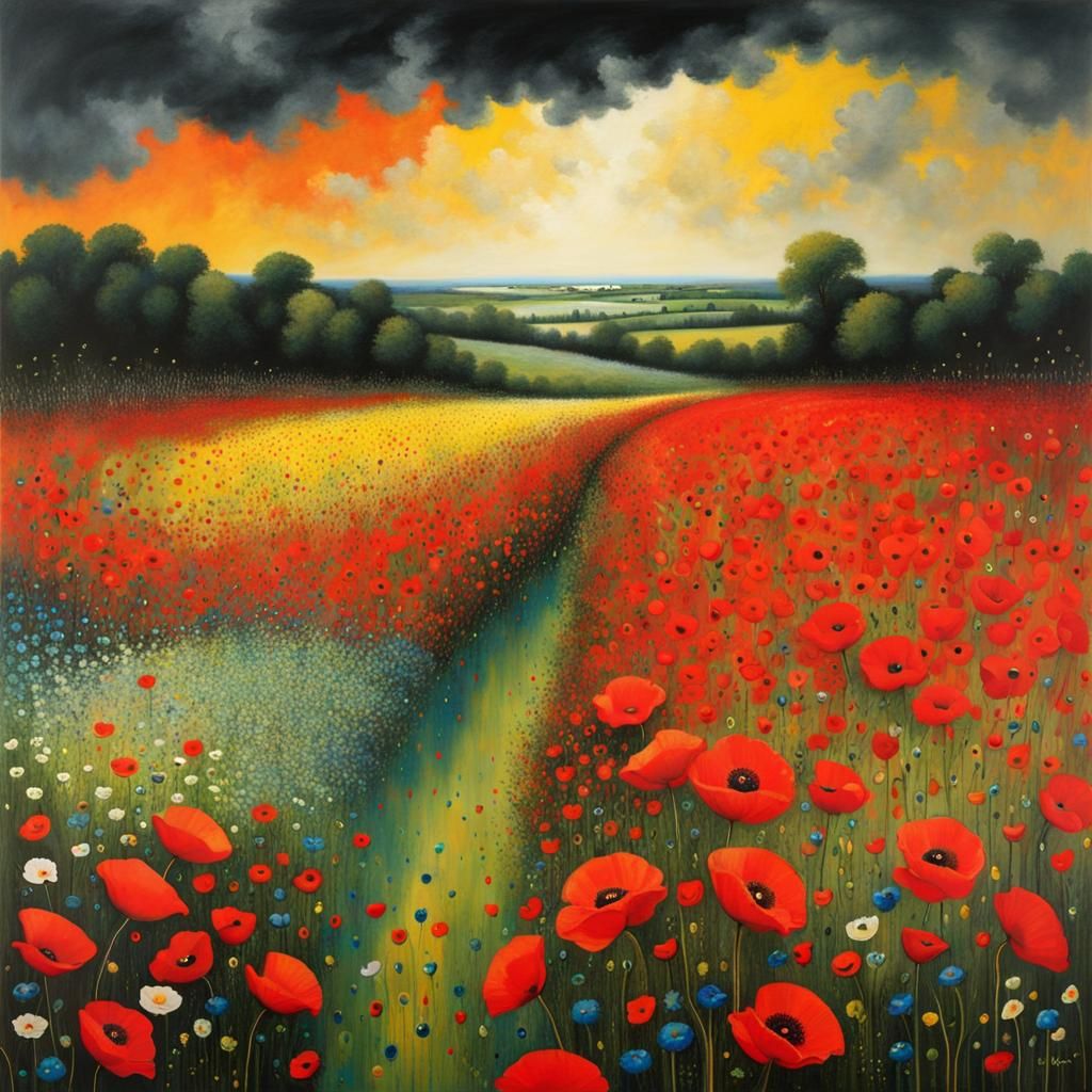 Poppy Field Storm: Surreal Tessellations and Psychedelic Art