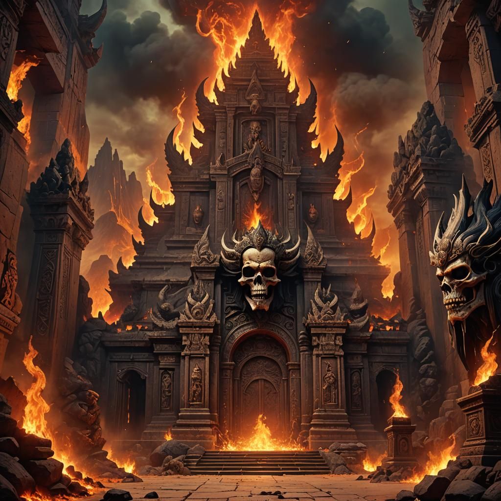 Infernal Temple Entrance in Dark Fantasy Art Style