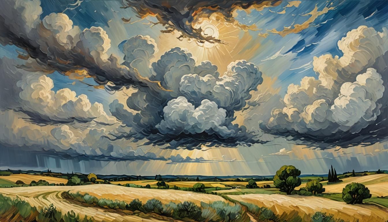 White Landscape with Swirling Clouds as Acrylic Art