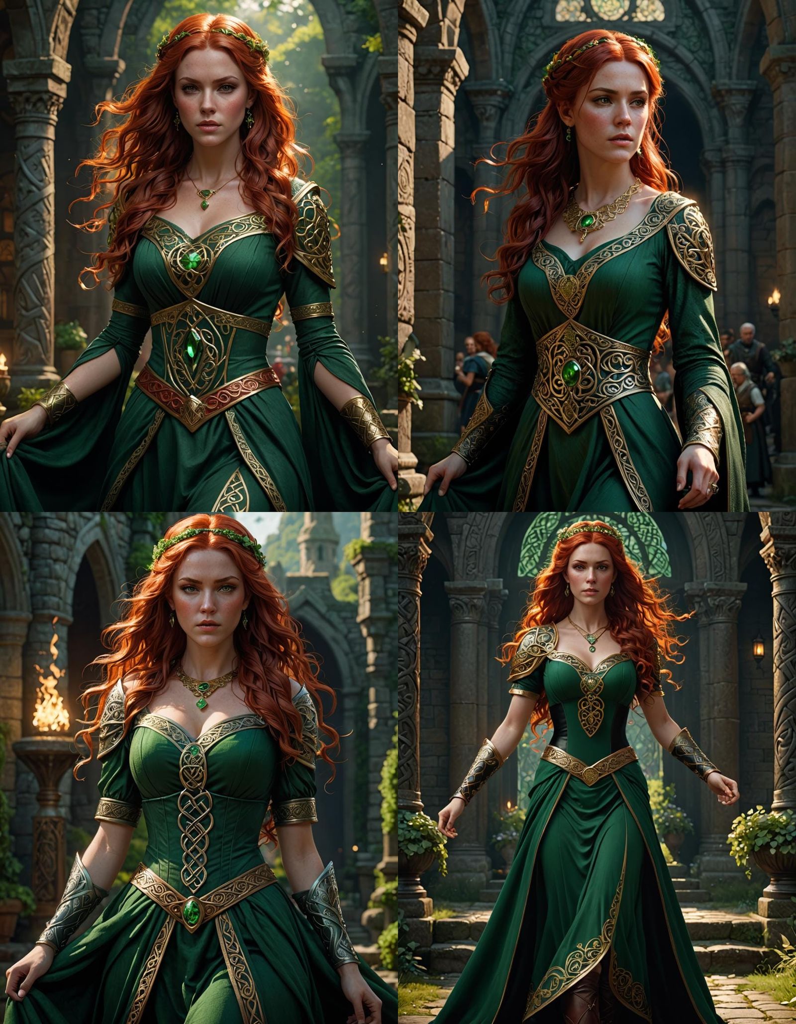 Celtic Princess with Red Hair in Digital Painting