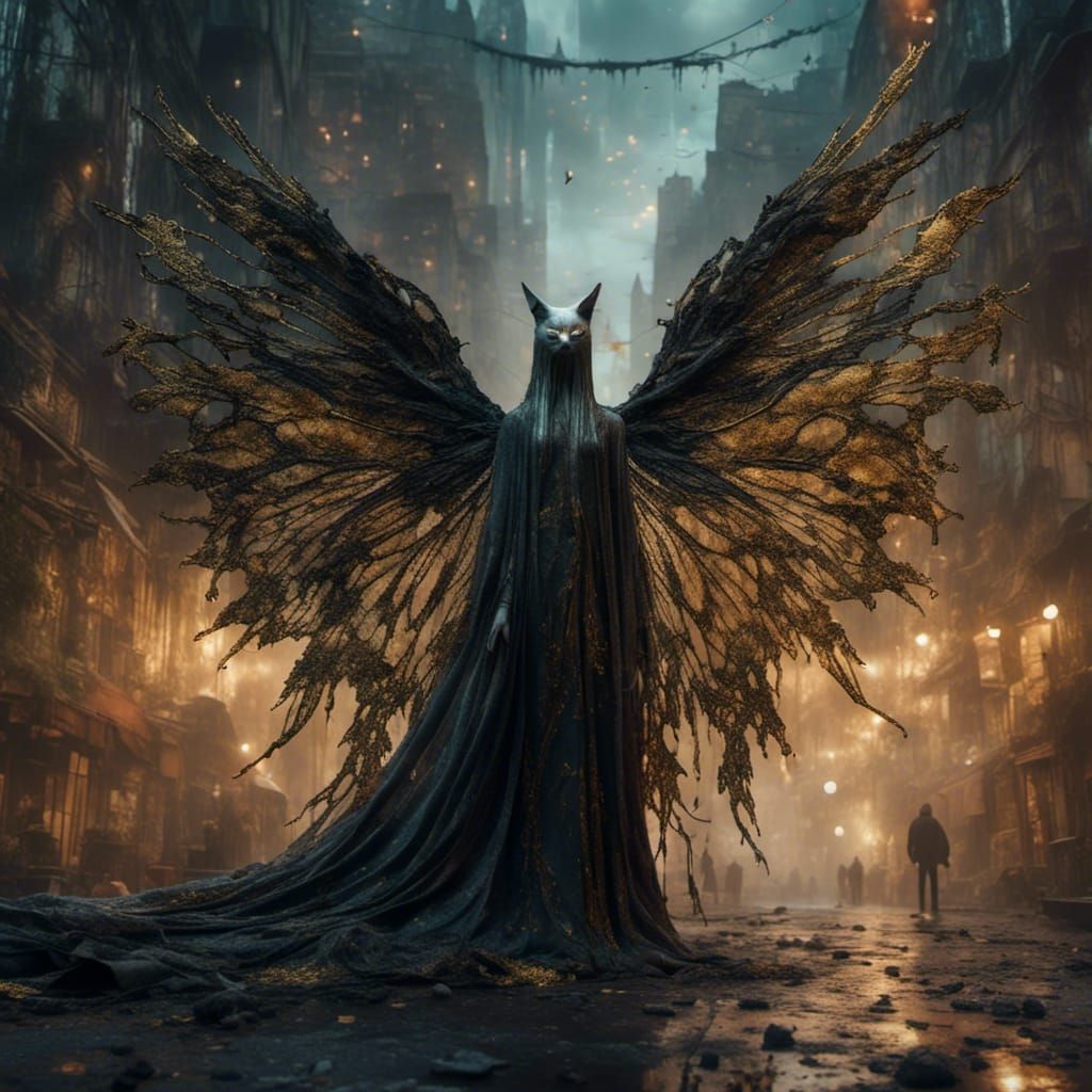 Winged Cat in Gary Rutkowski Style